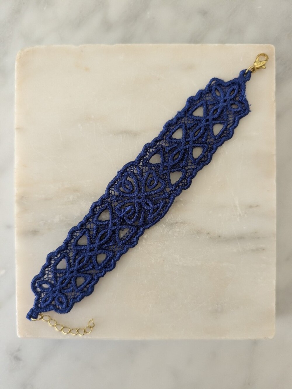 Blue Lace Bracelet With Gold Toned Hardware - Women's Jewelry